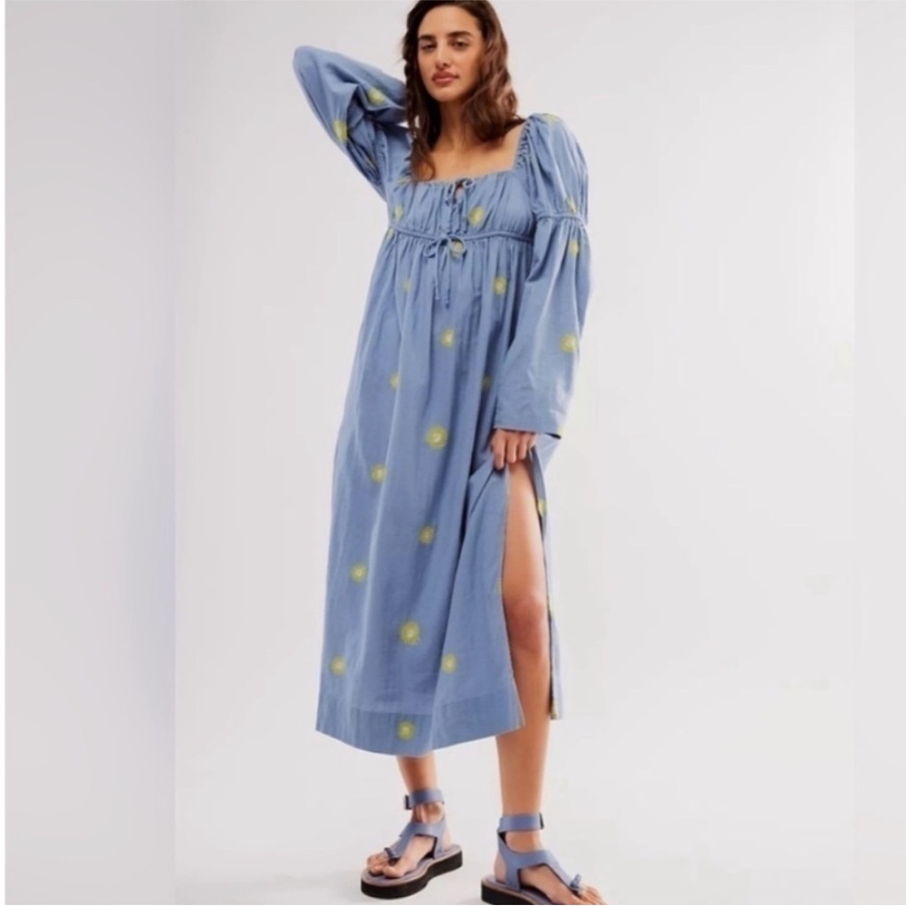 Free People Emory Embroidered Midi Dress